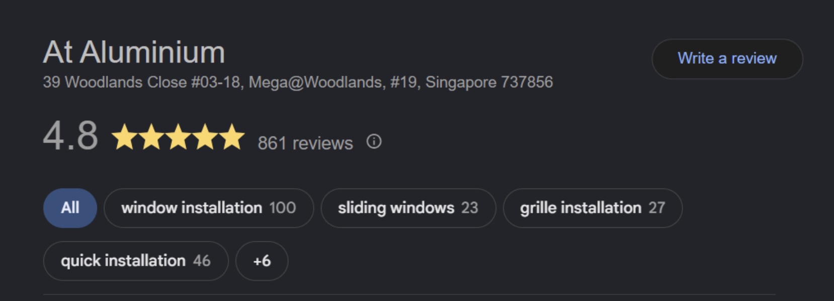 At Aluminium Google Rating
