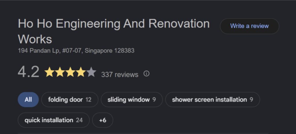 Ho Ho Door Google Rating